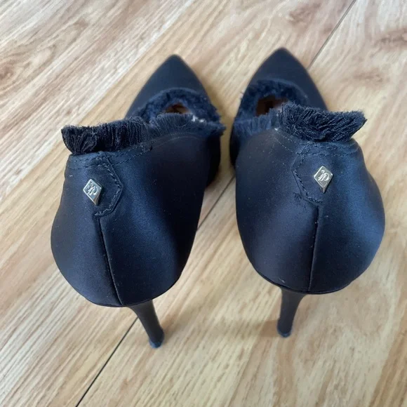 Sam Edelman Black Halan Frayed Pointed Toe Pump Size 6.5 - Picture 6 of 11